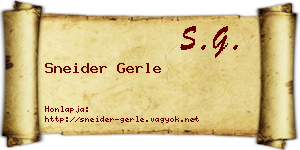 Sneider Gerle névjegykártya